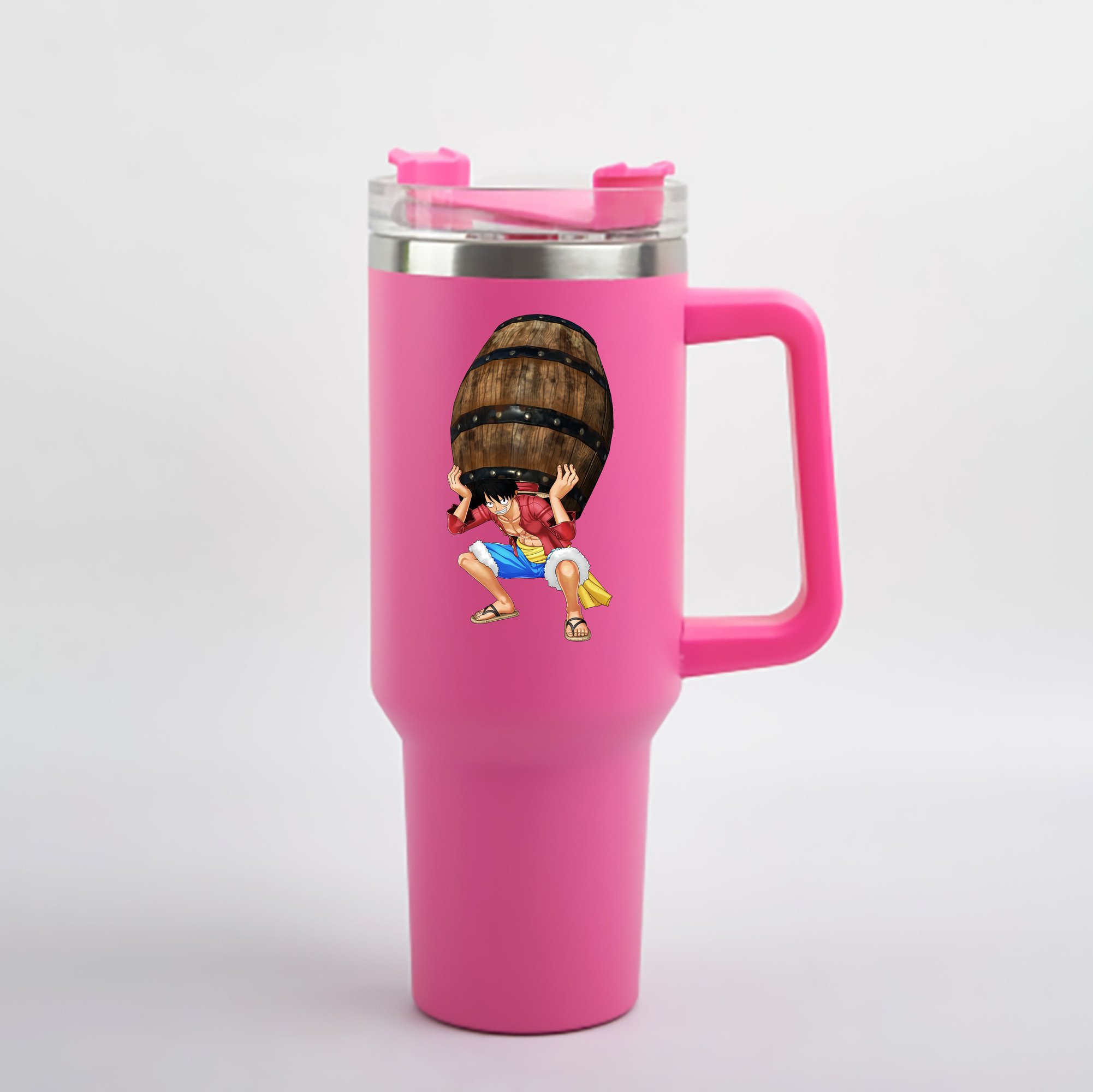 ワンピース モンキー・D・ルフィ ONE PIECE Monkey D. Luffy 1200mL車用タンブラー - クリスタルステッカー（プラスチックストロー付き）